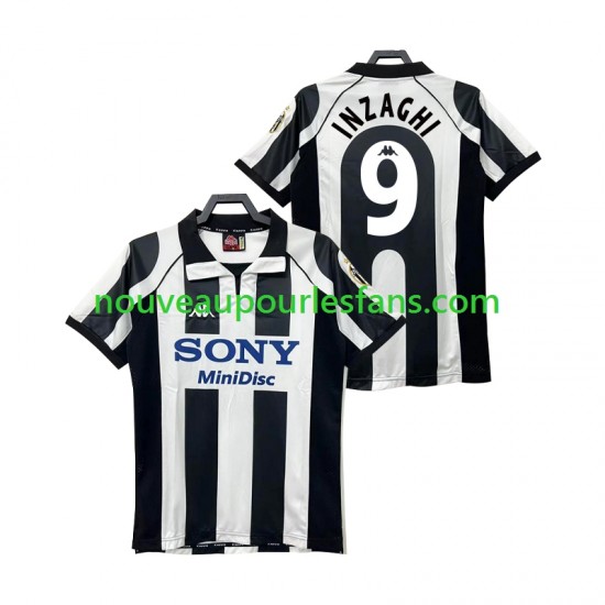 Maillot Juventus INZAGHI 9 1997 Rétro Homme Tenue Domicile 1998 Manche Courte
