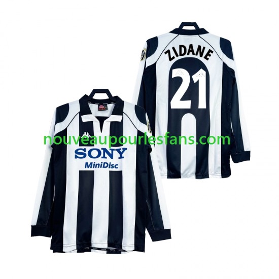 Maillot Juventus ZIDANE 21 1997 Rétro Homme Tenue Domicile 1998 Manche Longue