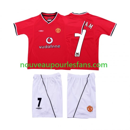 Maillot Manchester United BECKHAM 7 2000 Rétro Enfant Tenue Domicile 2002 Manche Courte