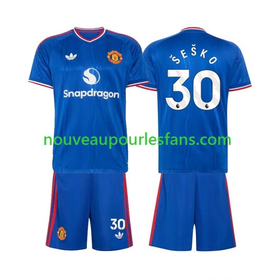 Maillot Manchester United Benjamin Sesko 30 Enfant Tenue Extérieur 2026-2027 Manche Courte