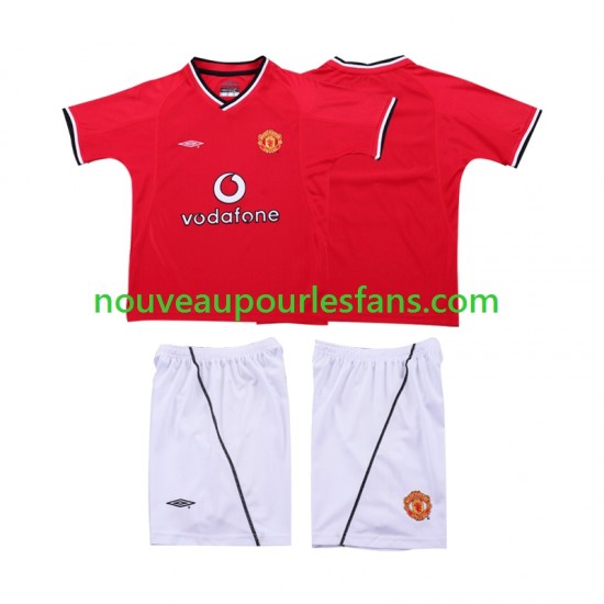 Maillot Manchester United 2000 Rétro Enfant Tenue Domicile 2002 Manche Courte