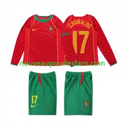Maillot Portugal Cristiano Ronaldo 17 2004 Rétro Enfant Tenue Domicile Manche Longue