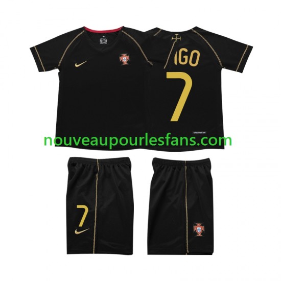 Maillot Portugal FIGO 7 Rétro Enfant Tenue Extérieur 2006 Manche Courte