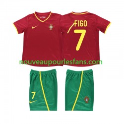 Maillot Portugal FIGO 7 Rétro Enfant Tenue Domicile 2002 Manche Courte