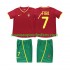 Maillot Portugal FIGO 7 Rétro Enfant Tenue Domicile 2002 Manche Courte