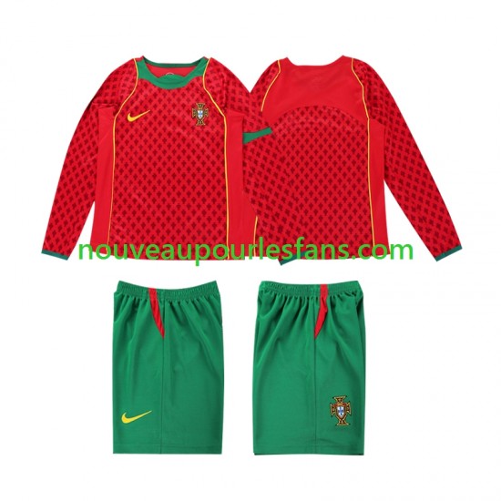 Maillot Portugal 2004 Rétro Enfant Tenue Domicile Manche Longue