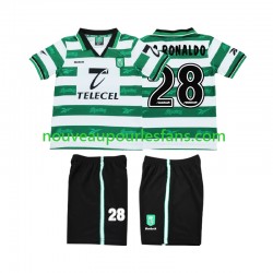 Maillot Sporting CP Cristiano Ronaldo 28 2000 Rétro Enfant Tenue Domicile 1999 Manche Courte