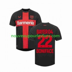 Maillot Bayer 04 Leverkusen Victor Boniface 22 Homme Tenue Domicile 2023-2024 Manche Courte