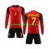 Maillot Belgique De Bruyne 7 Enfant Tenue Domicile Coupe du Monde 2022 Manche Longue