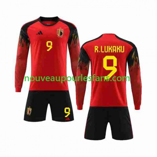 Maillot Belgique R.LUKAKU 9 Enfant Tenue Domicile Coupe du Monde 2022 Manche Longue