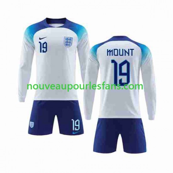 Maillot Angleterre Mount 19 Enfant Tenue Domicile Coupe du Monde 2022 Manche Longue