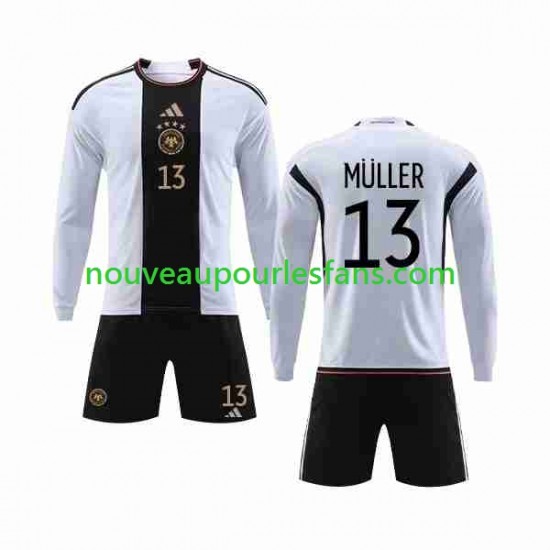 Maillot Allemagne MULLER 13 Enfant Tenue Domicile Coupe du Monde 2022 Manche Longue