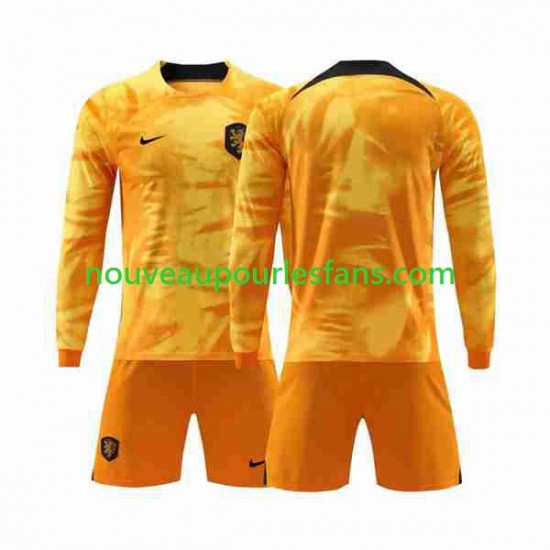 Maillot Pays-Bas Enfant Tenue Domicile Coupe du Monde 2022 Manche Longue