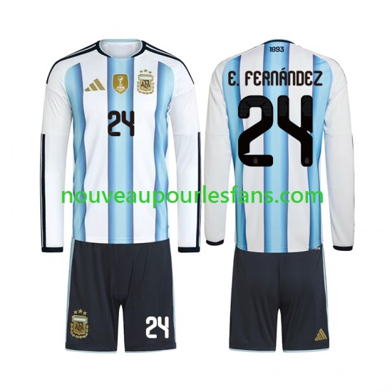 Maillot Argentine Enzo Fernandez 24 Enfant Tenue Domicile Coupe du Monde 2026 Manche Longue