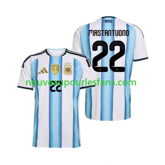 Maillot Argentine Franco Mastantuono 22 Homme Tenue Domicile Coupe du Monde 2026 Manche Courte