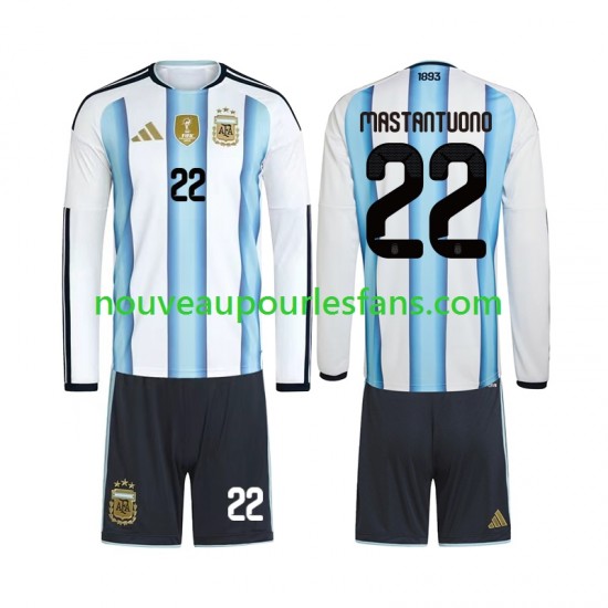 Maillot Argentine Franco Mastantuono 22 Enfant Tenue Domicile Coupe du Monde 2026 Manche Longue