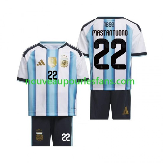 Maillot Argentine Franco Mastantuono 22 Enfant Tenue Domicile Coupe du Monde 2026 Manche Courte