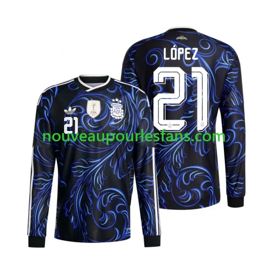 Maillot Argentine Jose Manuel Lopez 21 Homme Tenue Extérieur Coupe du Monde 2026 Manche Longue