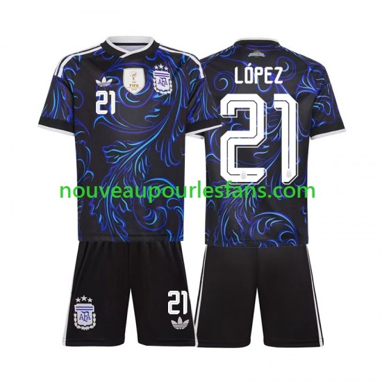 Maillot Argentine Jose Manuel Lopez 21 Enfant Tenue Extérieur Coupe du Monde 2026 Manche Courte