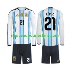 Maillot Argentine Jose Manuel Lopez 21 Enfant Tenue Domicile Coupe du Monde 2026 Manche Longue