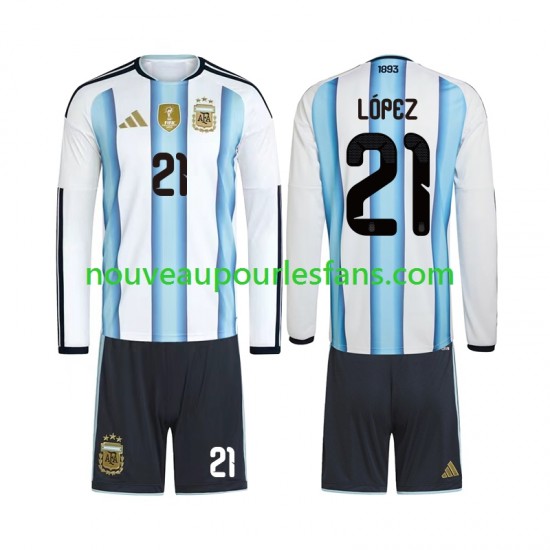 Maillot Argentine Jose Manuel Lopez 21 Enfant Tenue Domicile Coupe du Monde 2026 Manche Longue