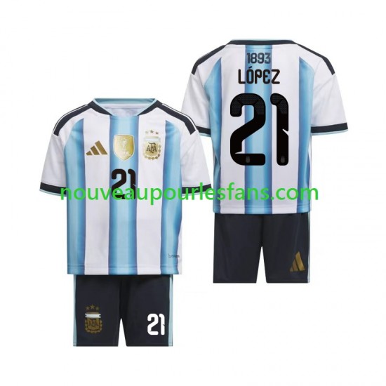 Maillot Argentine Jose Manuel Lopez 21 Enfant Tenue Domicile Coupe du Monde 2026 Manche Courte