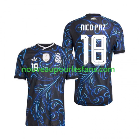 Maillot Argentine Nico Paz 18 Homme Tenue Extérieur Coupe du Monde 2026 Manche Courte