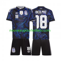 Maillot Argentine Nico Paz 18 Enfant Tenue Extérieur Coupe du Monde 2026 Manche Courte