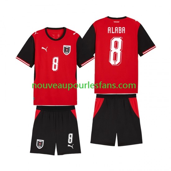 Maillot Autriche David Alaba 8 Enfant Tenue Domicile Coupe du Monde 2026 Manche Courte