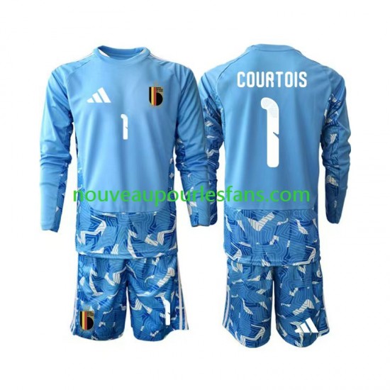 Maillot Belgique Thibaut Courtois 1 Gardien Enfant Tenue Domicile Coupe du Monde 2026 Manche Longue