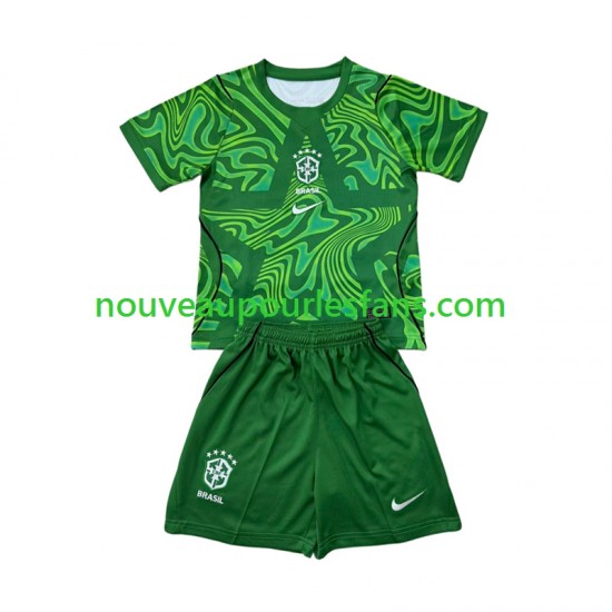 Maillot Brésil Gardien Enfant Tenue Extérieur Coupe du Monde 2026 Manche Courte