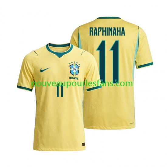 Maillot Brésil Raphinha 11 Homme Tenue Domicile Coupe du Monde 2026 Manche Courte