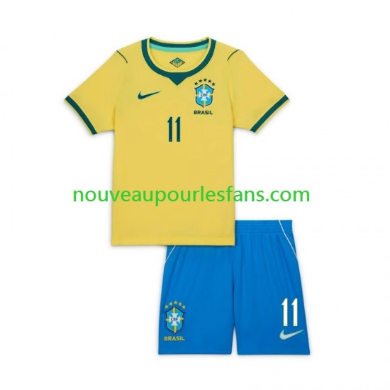Maillot Brésil Raphinha 11 Enfant Tenue Domicile Coupe du Monde 2026 Manche Courte
