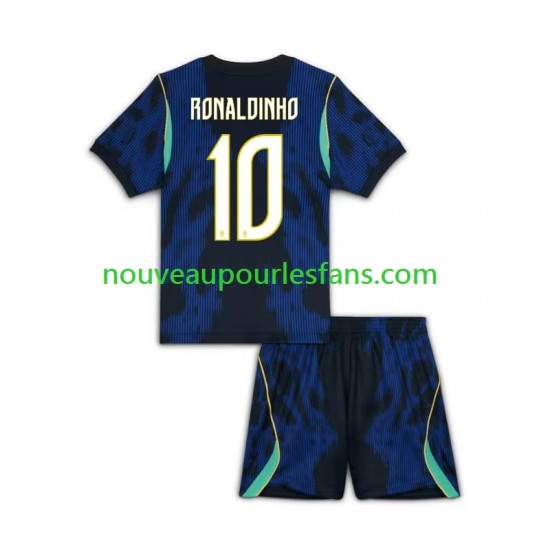 Maillot Brésil Ronaldinho 10 Enfant Tenue Extérieur Coupe du Monde 2026 Manche Courte