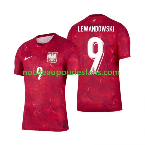 Maillot Pologne Robert Lewandowski 9 Homme Tenue Extérieur 2026 Manche Courte