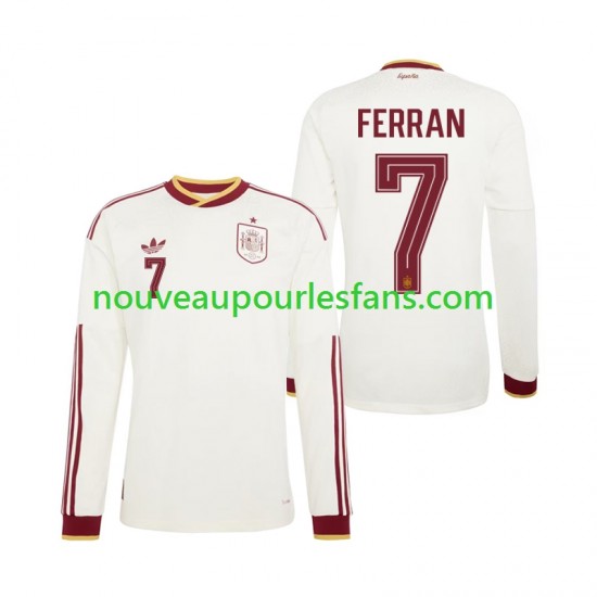 Maillot Espagne Ferran Torres 7 Homme Tenue Extérieur Coupe du Monde 2026 Manche Longue