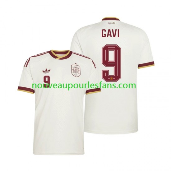Maillot Espagne Gavi 9 Homme Tenue Extérieur Coupe du Monde 2026 Manche Courte