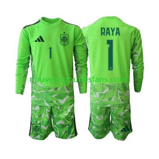 Maillot Espagne David Raya 1 6th Green color Gardien Enfant Coupe du Monde 2026 Manche Longue