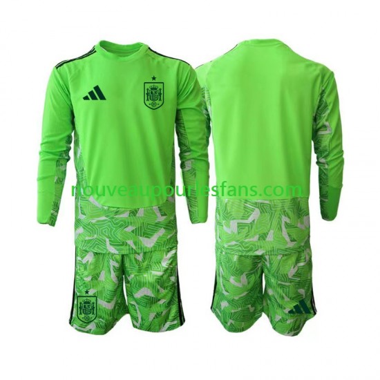 Maillot Espagne 6th Green color Gardien Enfant Coupe du Monde 2026 Manche Longue