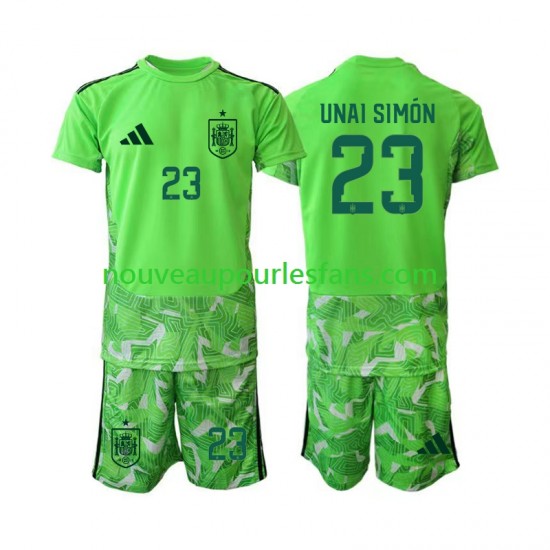 Maillot Espagne Unai Simon 23 6th Green color Gardien Enfant Coupe du Monde 2026 Manche Courte