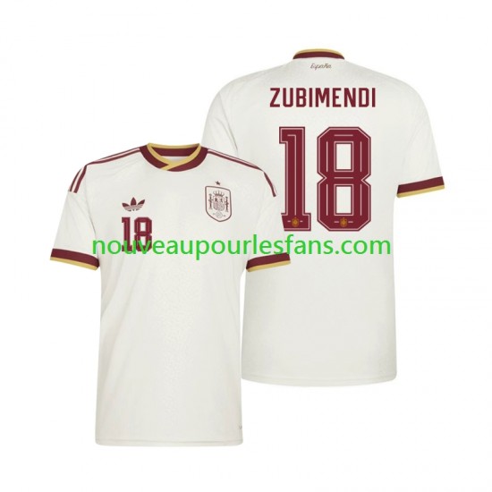 Maillot Espagne Martin Zubimendi 18 Homme Tenue Extérieur Coupe du Monde 2026 Manche Courte