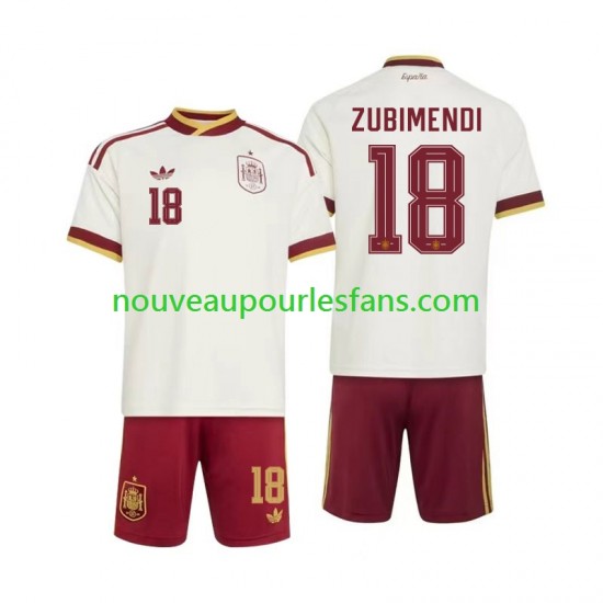 Maillot Espagne Martin Zubimendi 18 Enfant Tenue Extérieur Coupe du Monde 2026 Manche Courte