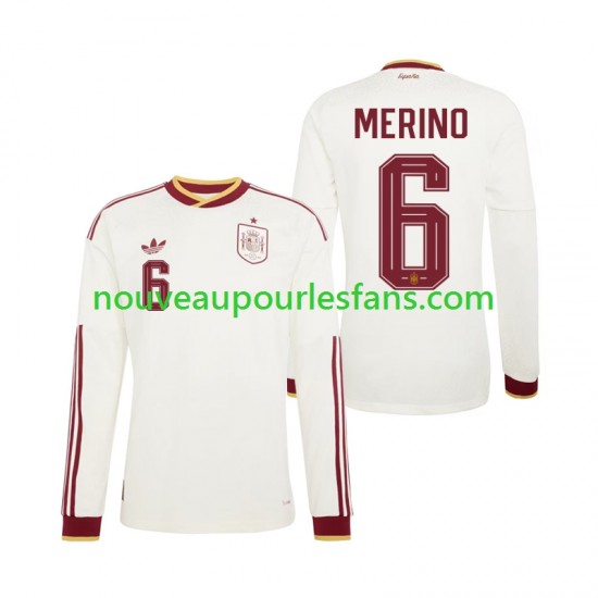 Maillot Espagne Mikel Merino 6 Homme Tenue Extérieur Coupe du Monde 2026 Manche Longue