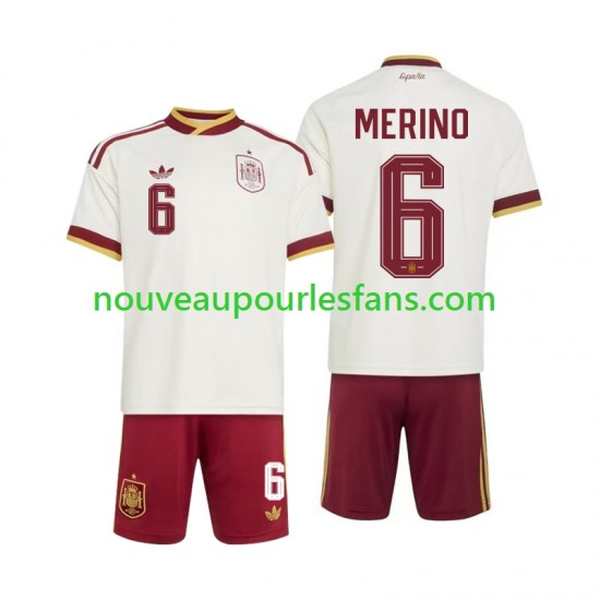 Maillot Espagne Mikel Merino 6 Enfant Tenue Extérieur Coupe du Monde 2026 Manche Courte