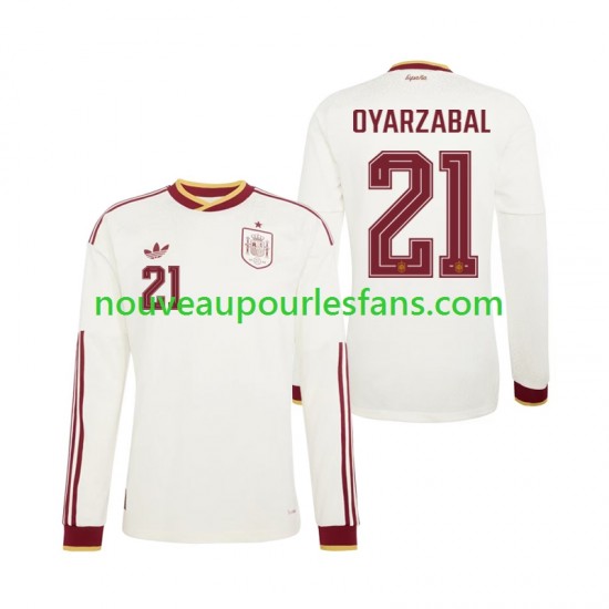 Maillot Espagne Mikel Oyarzabal 21 Homme Tenue Extérieur Coupe du Monde 2026 Manche Longue
