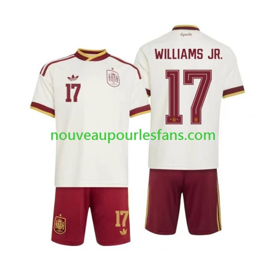 Maillot Espagne Nico Williams 17 Enfant Tenue Extérieur Coupe du Monde 2026 Manche Courte