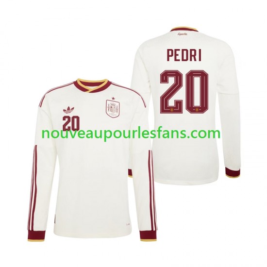 Maillot Espagne Pedri 20 Homme Tenue Extérieur Coupe du Monde 2026 Manche Longue