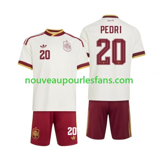 Maillot Espagne Pedri 20 Enfant Tenue Extérieur Coupe du Monde 2026 Manche Courte