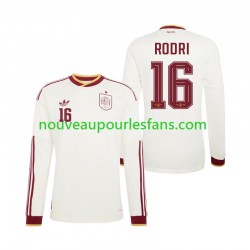 Maillot Espagne Rodri 16 Homme Tenue Extérieur Coupe du Monde 2026 Manche Longue