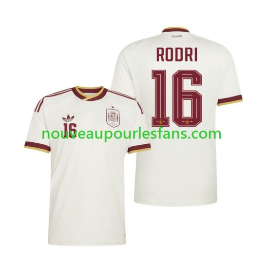 Maillot Espagne Rodri 16 Homme Tenue Extérieur Coupe du Monde 2026 Manche Courte